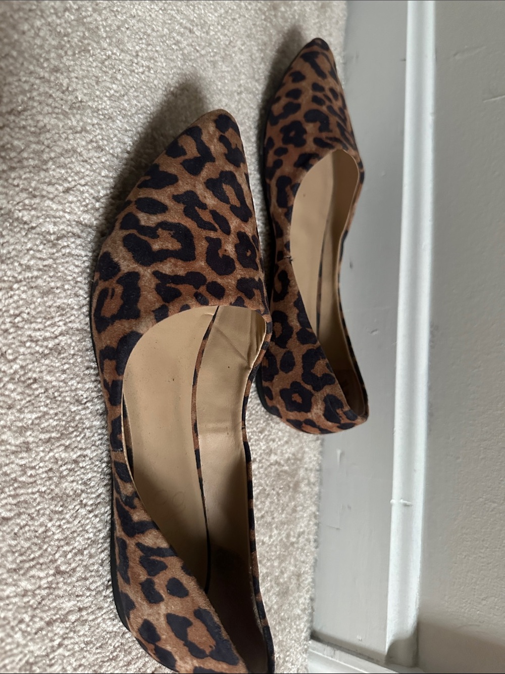 Franco Sarto Leopard-Print Pointed Toe Flats in Brown and Black